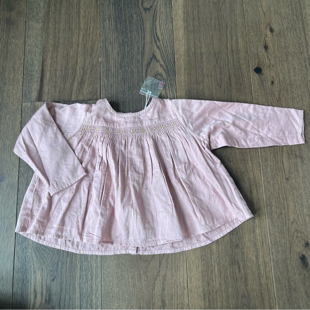 NEW! Moon et Miel Paris girls flowy peasant top, mauve pink